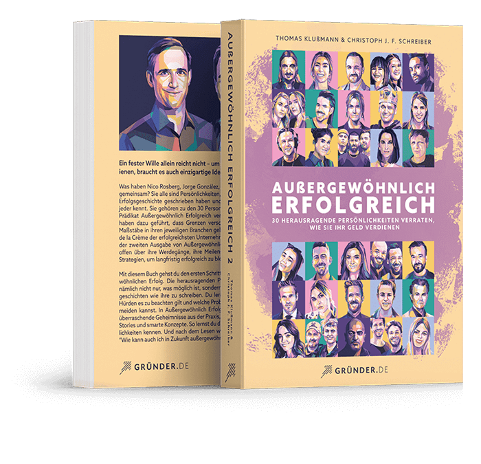 Außergewöhnlich Erfolgreich 2 von Thomas Klußmann und Christoph J.F. Schreiber – Buchcover zum Gratisbuch über 30 Erfolgsgeschichten, Unternehmertum und persönliche Erfolgsstrategien